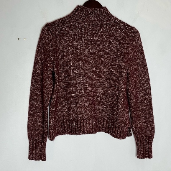 Ann Taylor Size Small Mockneck Maroon Sparkle Heavy Knit Sweater - Picture 6 of 6